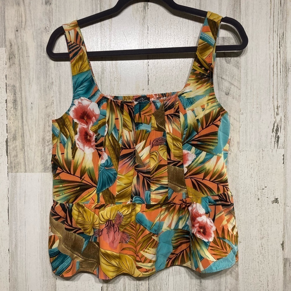Milk & Honey Pink Blue Floral Sleeveless Cropped Top Size XL